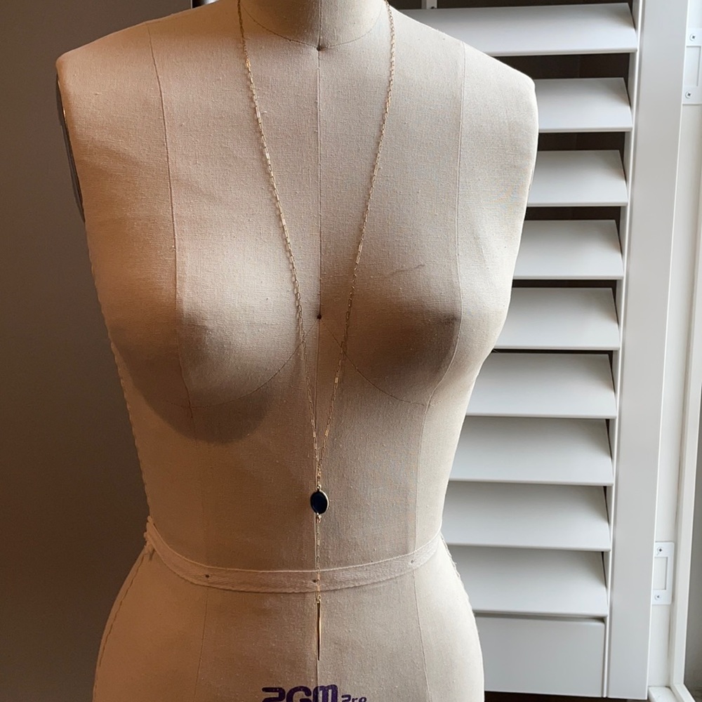 Vineyard Haven extra long necklace w blue gem